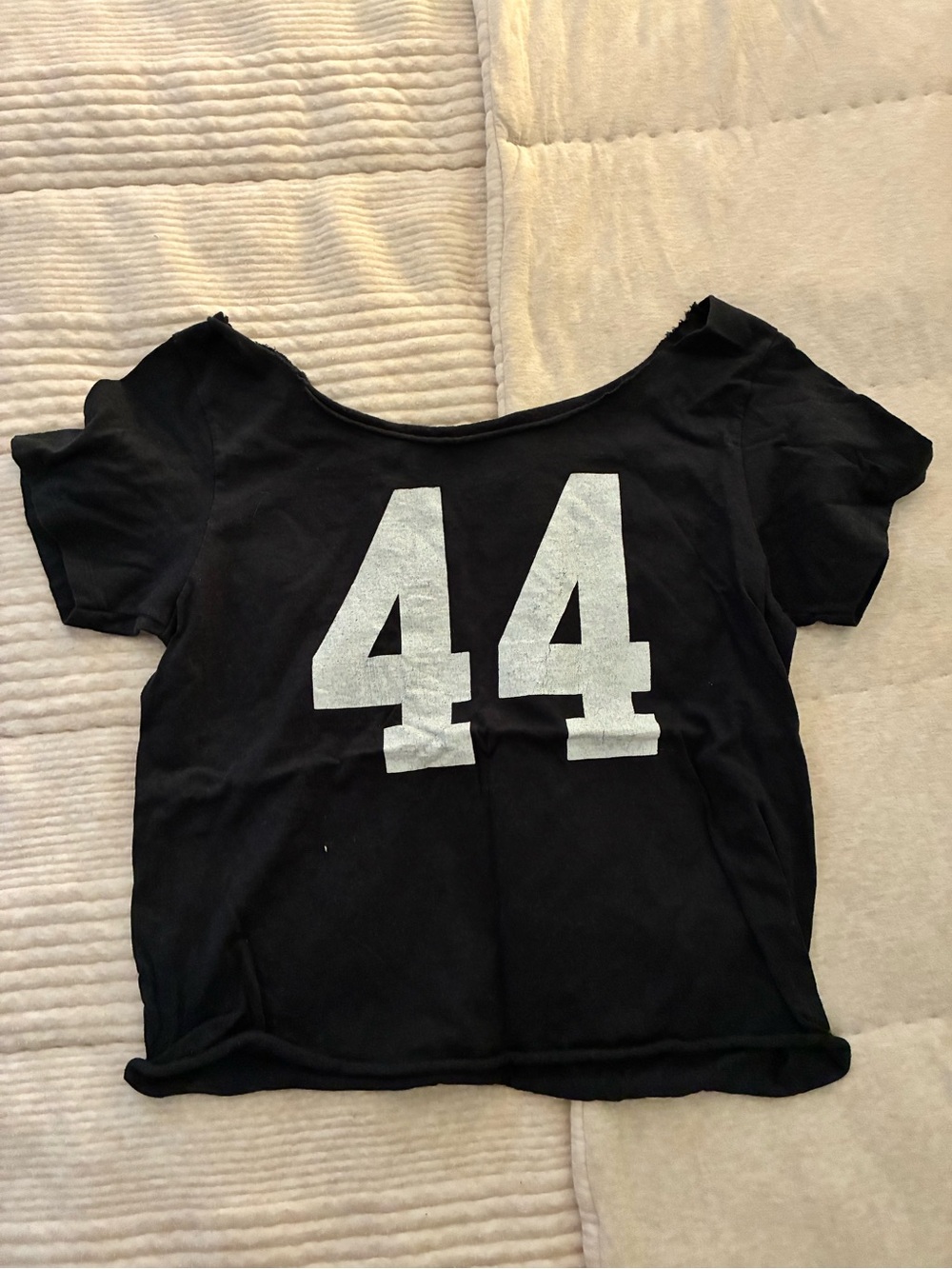 Brandy Melville Black Short Sleeve Tee with Silver '44' Graphic